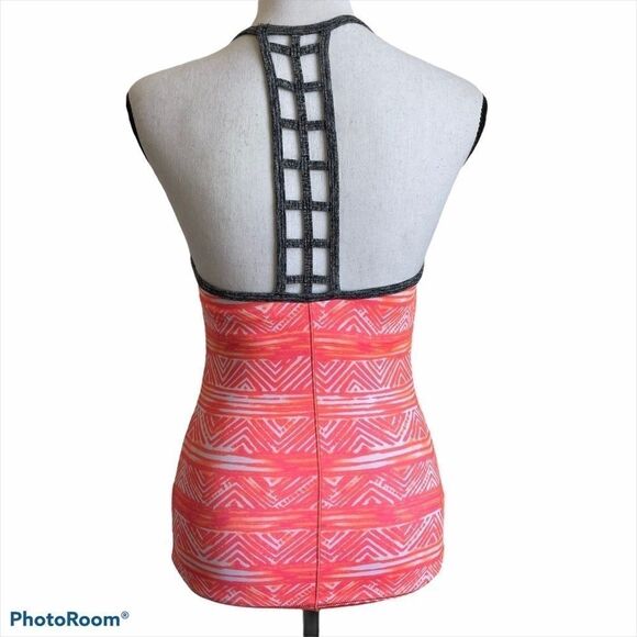 Pink Lotus Racer Back Tank, Orange and Pink, XS - Picture 8 of 8